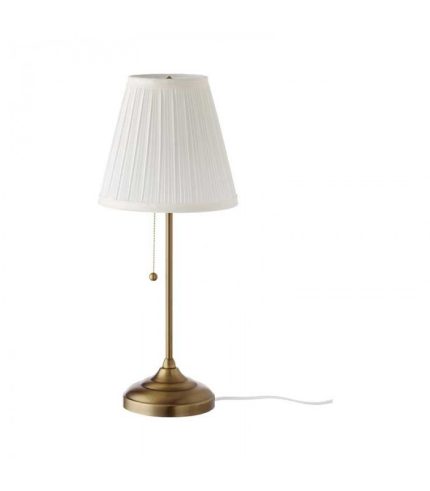 آباژور رومیزی ایکیا پایه کوتاه طلائی مدل IKEA  ÅRSTID رنگ برنجی/سفید